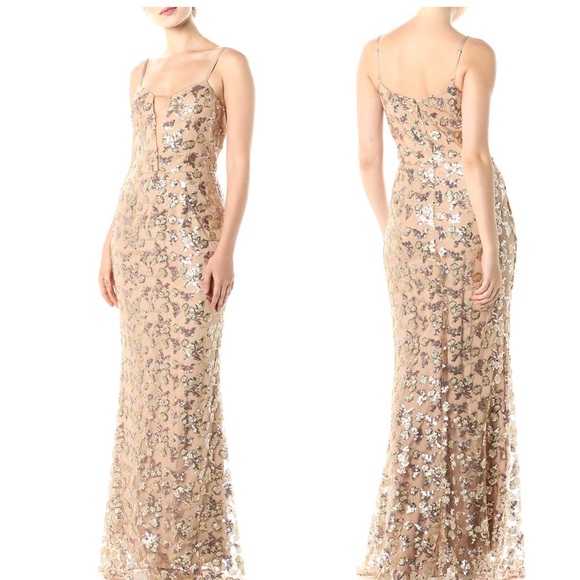 DRESS THE POPULATION Gold Mermaid Gown - Picture 3 of 7